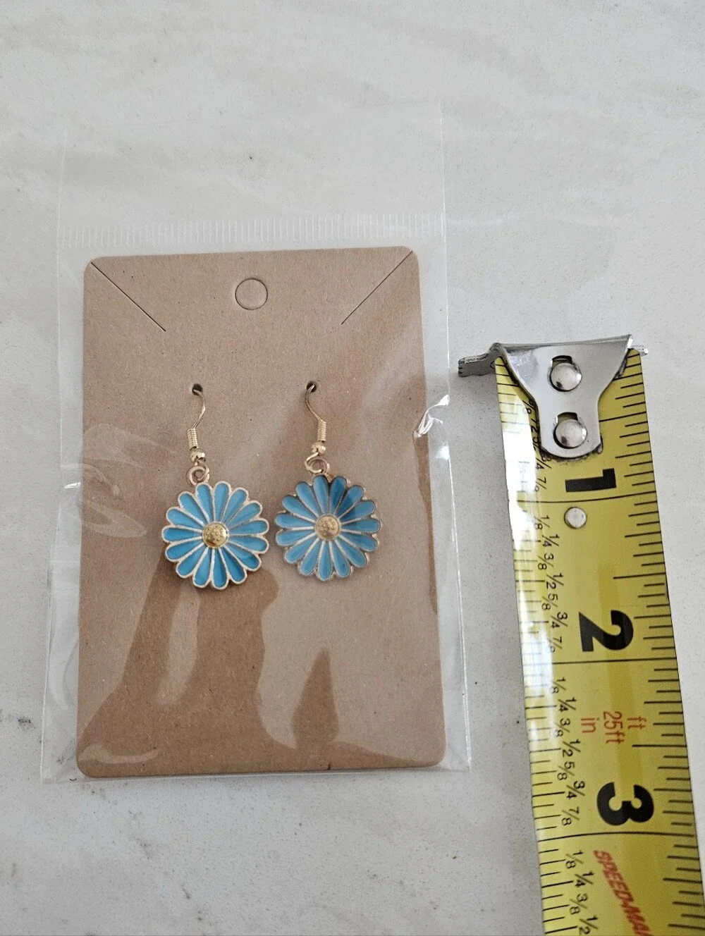 Blue Daisy Dangle Earrings